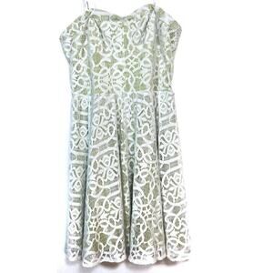 Guess Strapless Neon Green and Lace Dress Size 14